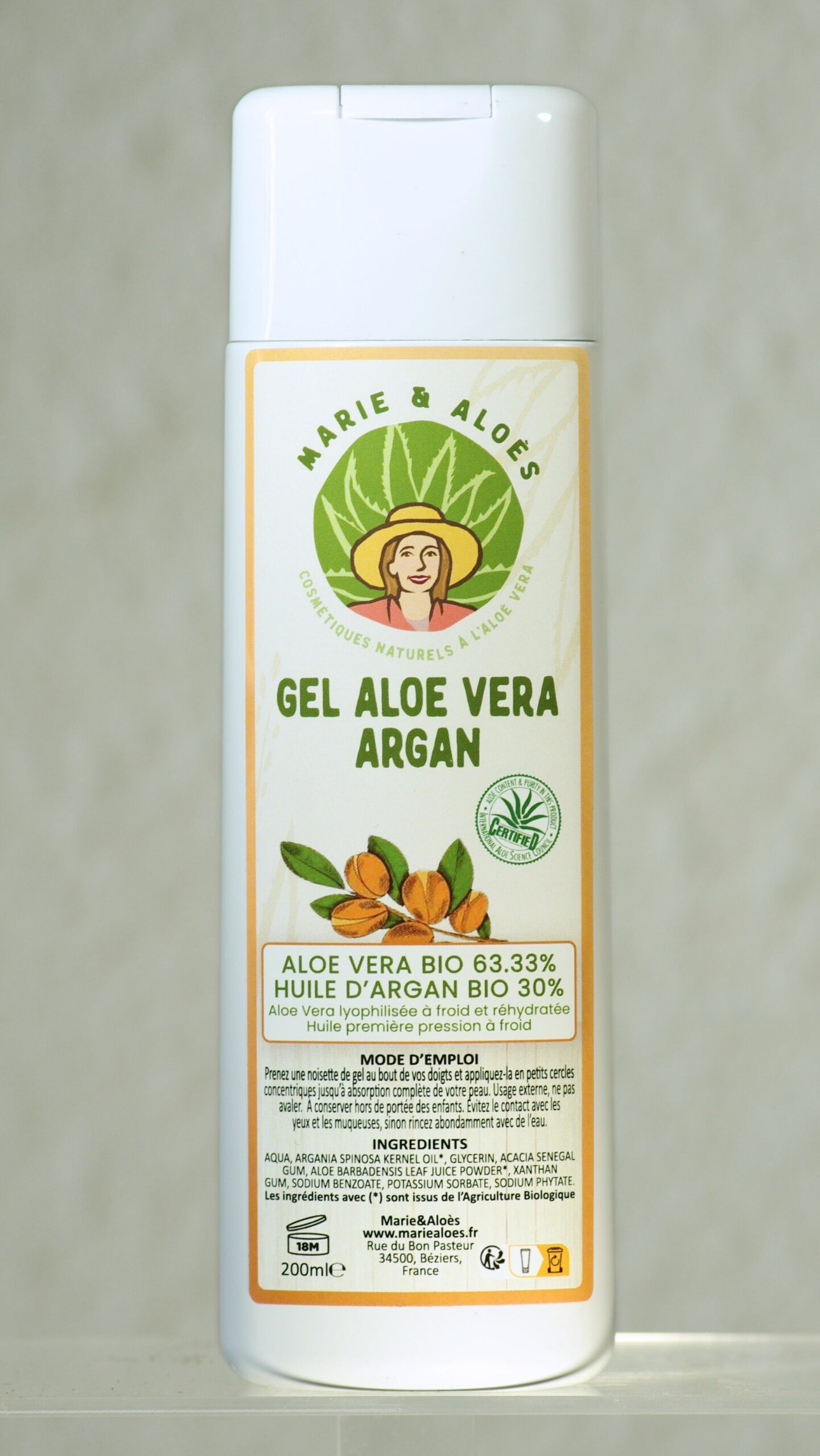 gel d'aloe vera à l'huile d'argan 200ml